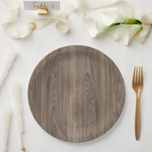 Aesthetisch chic dark brown wood design papieren bordje