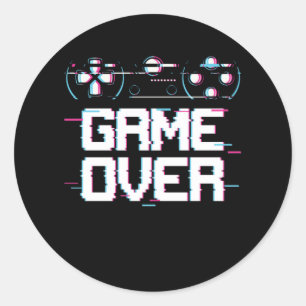 Aesthetisch gaminggamer met een dampgolfcontroller ronde sticker