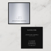 Aesthetisch monogrammed Silver Kijk Modern Luxury Vierkante Visitekaartje (Voorkant / Achterkant)