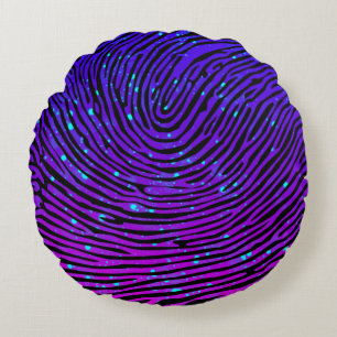 Aesthetisch Neon Fingerprint Lumineus Luminescent Rond Kussen