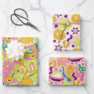 Aesthetisch Trippy Psychedelic Funky Quirky Inpakpapier Vel