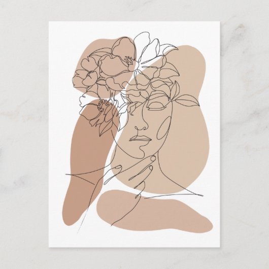 Aesthetische Boho Abstracte gezichtslijn Briefkaart (Voorkant)