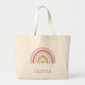 Aesthetische Boho Rainbow Naam aangepaste Canvas t Grote Tote Bag (Voorkant)