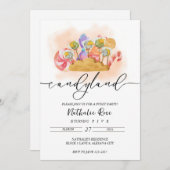 Aesthetische Candyland-thema uitnodiging Candy-the (Voorkant / Achterkant)