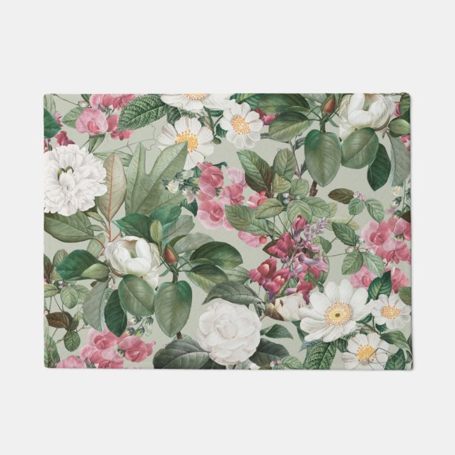 Aesthetische florale anoranje deurmat (Voorkant)