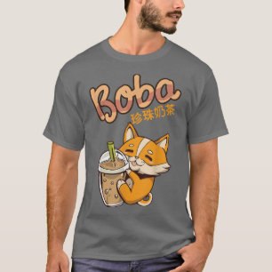 Aesthetische Kawaii Corgi Bubble Tea Funny Boba's  T-shirt