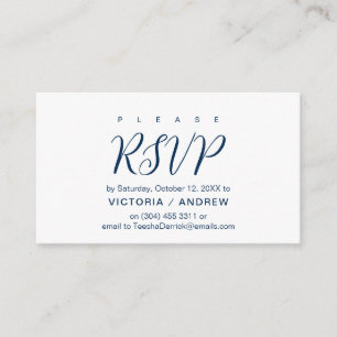 Aesthetische Navy Blue font, Wedding RSVP-reactie Informatiekaartje