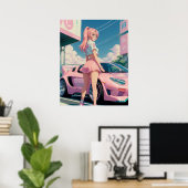 Aesthetische pasta roze meiselvormer poster (Thuiskantoor)