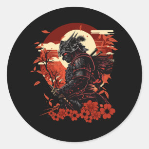 Aesthetische Samurai Japanse Kunst Samurai Ret Ronde Sticker
