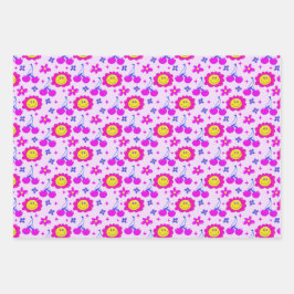 Aesthetische trippy Psychedelic Y2K Cherry Daisy Inpakpapier Vel