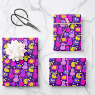 Aesthetische trippy Psychedelic Y2K Face Daisy Inpakpapier Vel