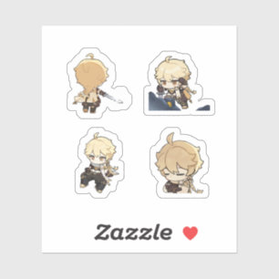 Aether Genshin Impact 4 stuks stickerblad Extra Sticker
