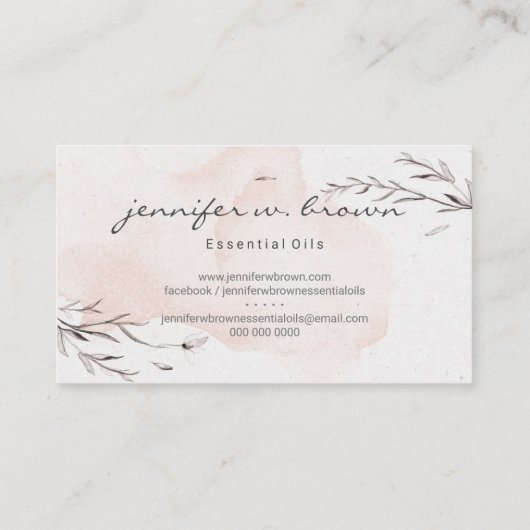 Aetherische Oliën op Waterverf Bloemmotief Op Maat Visitekaartje (Achterkant)