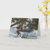AF - Cardinal dans la neige penser de vous Carte (Fleur jaune)