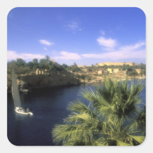 AF, Egypte, Boven-Egypte, Aswan. Rivier Nijl, Vierkante Sticker