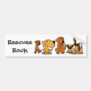 AF- Funny Rescue Dogs Group Cartoon Bumpersticker
