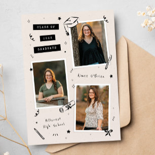 Afbakening Scrapbook 3-Foto Momentopname Afstudere Aankondiging