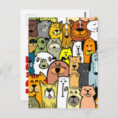 Afbeeldende katten en honden briefkaart (Voorkant / Achterkant)