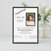 Afbeelding Afstuderen Uitnodiging in zwart (Staand voorkant)