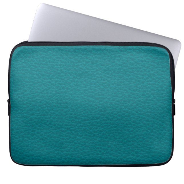 Afbeelding Blauwgroen leder. Laptop Sleeve (Voorkant)