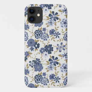 Afbeelding Blue Vector Flowers Vines Botanical iPhone 11 Hoesje