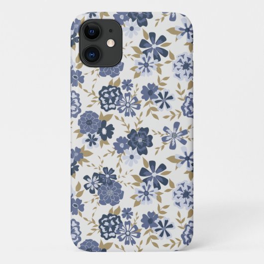Afbeelding Blue Vector Flowers Vines Botanical Case-Mate iPhone Case (Achterkant)