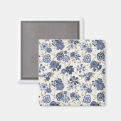 Afbeelding Blue Vector Flowers Vines Botanical Magneet (Voorkant / Achterkant)