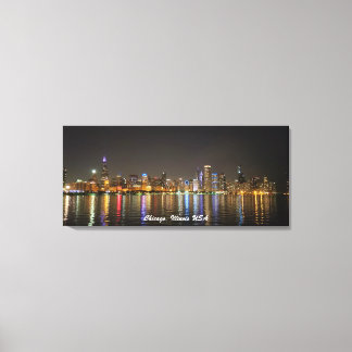 Afbeelding Canvas Chicago Skyline Nachtfoto