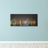 Afbeelding Canvas Chicago Skyline Nachtfoto Afdruk (Insitu (Houten vloer))