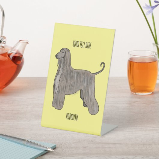 Afbeelding cartoon Afghaanse hond Reclamebord Met Voetstuk (Insitu)