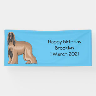 Afbeelding cartoon Afghaanse hond Spandoek