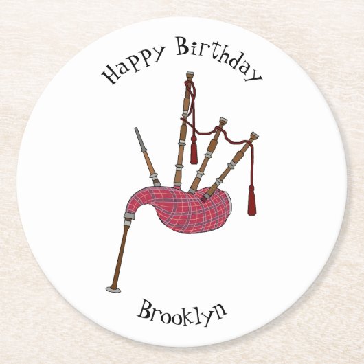 Afbeelding cartoon Bagpipes Ronde Kartonnen Onderzetter (Voorkant)