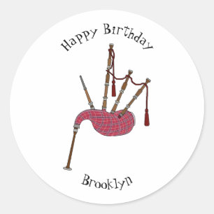 Afbeelding cartoon Bagpipes Ronde Sticker