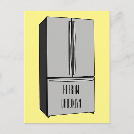 Afbeelding cartoon Franse deurkoelkast Briefkaart (Voorkant)