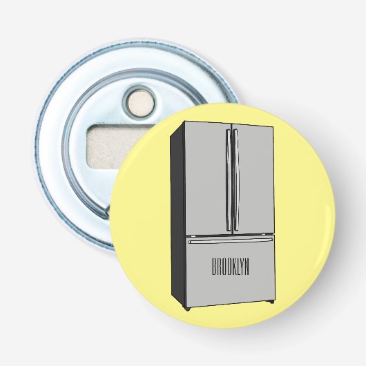 Afbeelding cartoon Franse deurkoelkast Button Flesopener (Voorkant)