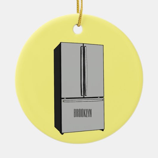 Afbeelding cartoon Franse deurkoelkast Keramisch Ornament (Voorkant)