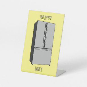 Afbeelding cartoon Franse deurkoelkast Reclamebord Met Voetstuk