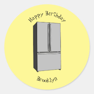 Afbeelding cartoon Franse deurkoelkast Ronde Sticker