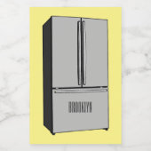 Afbeelding cartoon Franse deurkoelkast Voedselcontainer Etiket (Enkel label)