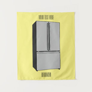 Afbeelding cartoon Franse deurkoelkast Wandkleed