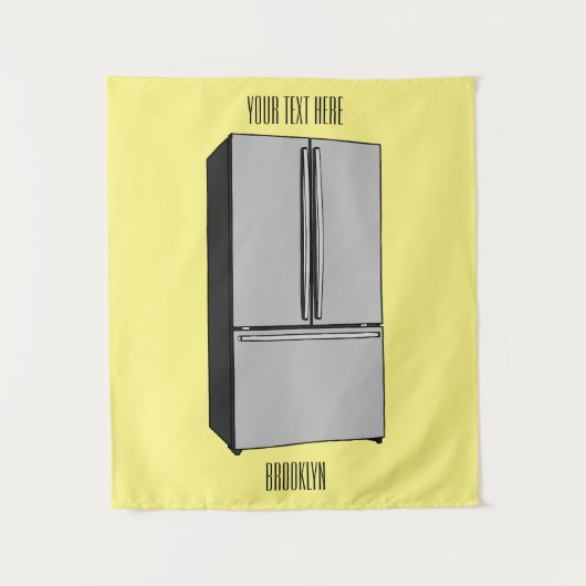 Afbeelding cartoon Franse deurkoelkast Wandkleed (Voorkant)