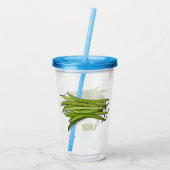 Afbeelding cartoon groene bonen acryl drinkbeker (Achterkant)