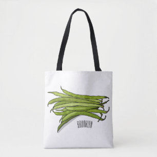 Afbeelding cartoon groene bonen draagtas