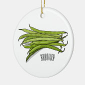Afbeelding cartoon groene bonen keramisch ornament (Links)