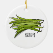 Afbeelding cartoon groene bonen keramisch ornament (Achterkant)