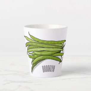 Afbeelding cartoon groene bonen latte mok