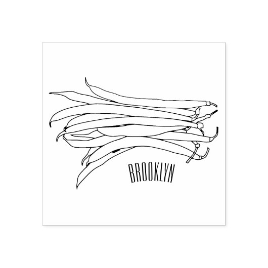 Afbeelding cartoon groene bonen rubberstempel (Afrduk)