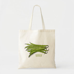 Afbeelding cartoon groene bonen tote bag