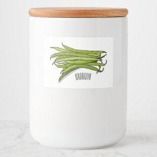 Afbeelding cartoon groene bonen voedselcontainer etiket
