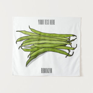 Afbeelding cartoon groene bonen wandkleed